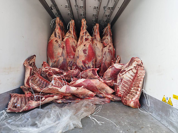 Перевозка мяса на крюках